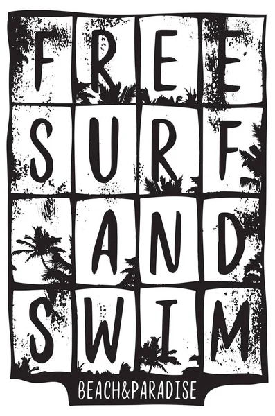 Surf Swim Slogan Graphic Shirt — Stock Vector