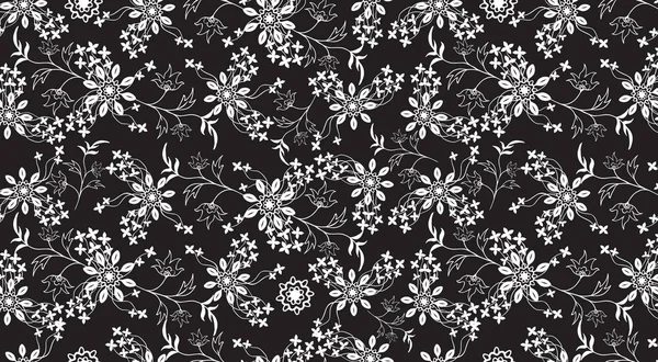 Illustration Fleurs Noir Blanc Graphique Pour Tissu — Image vectorielle