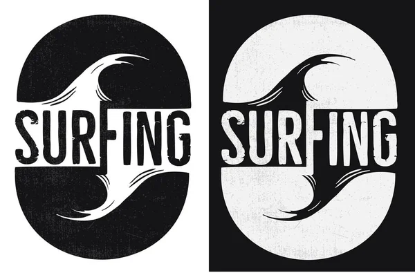 Illustration Handgjorda Ritning Surfing Wave Graphic — Stock vektor