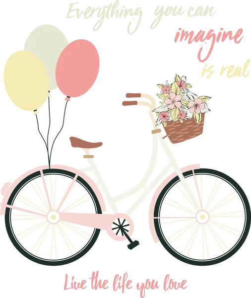 Romantische Fiets Vectorillustratie — Stockvector