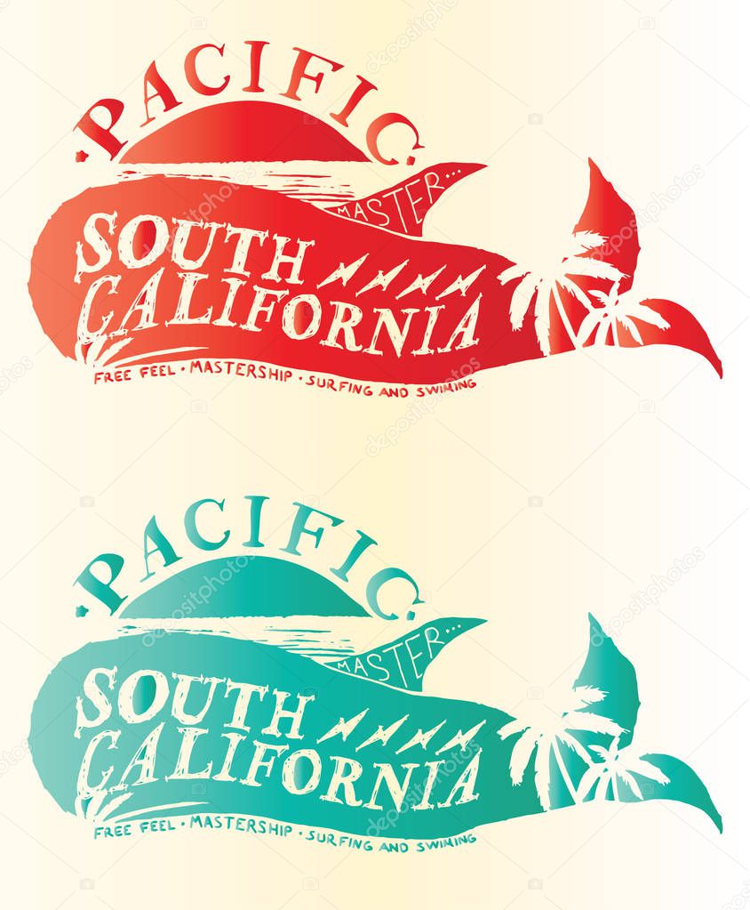 Surfing whale illustration graphic