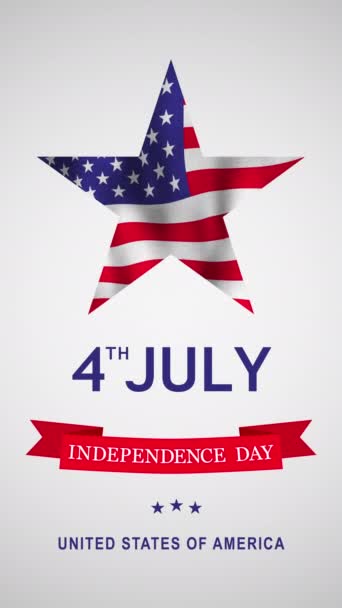 Lipca Tekst Dnia Niepodległości Machającą Flagą Amerykańską Płynnej Pętli Pionowym — Wideo stockowe