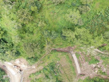 Heyelan nedeniyle toprak yüzeyinin durumu yukarıdan görülebilir.