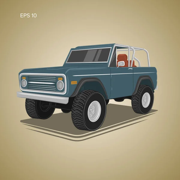 Illustration vectorielle de camion hors route vintage. Voiture trophée rétro — Image vectorielle