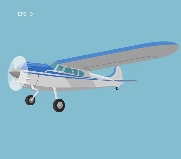 Illustrazione vettoriale piano piccolo. Aerei da passeggeri monomotore . — Vettoriale Stock