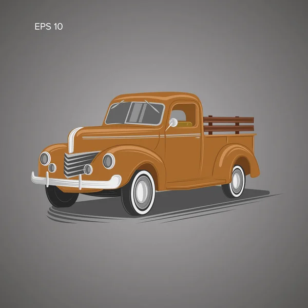 Oude retro pick-up truck vector illustratie. Vintage transportvoertuig — Stockvector