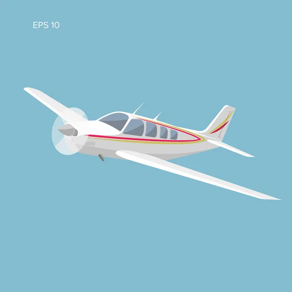 Klein vliegtuig vectorillustratie. Eenmotorige aangedreven passagiersvliegtuigen. — Stockvector