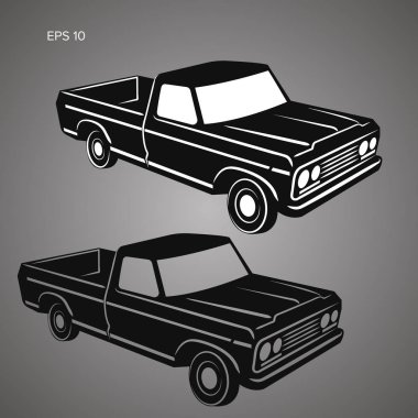 Eski retro kamyonet vektör çizim.
