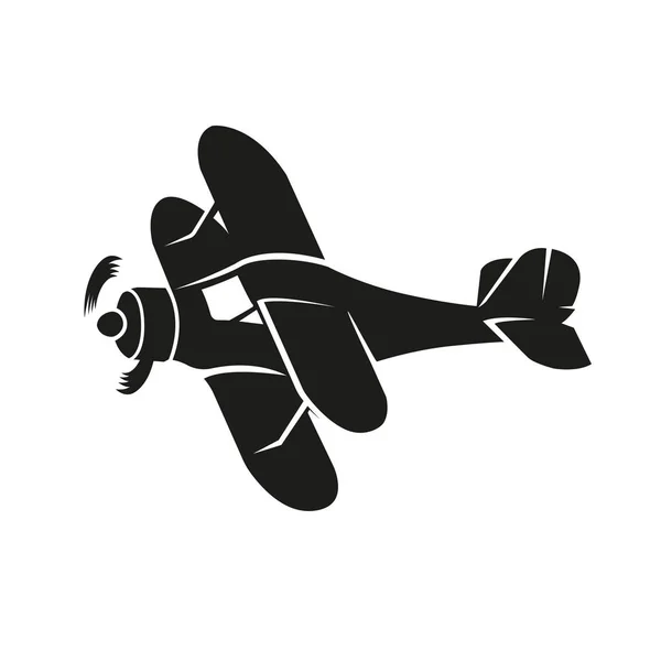 Small plane vector illustration. Single engine propelled biplane aircraft. — Stock Vector