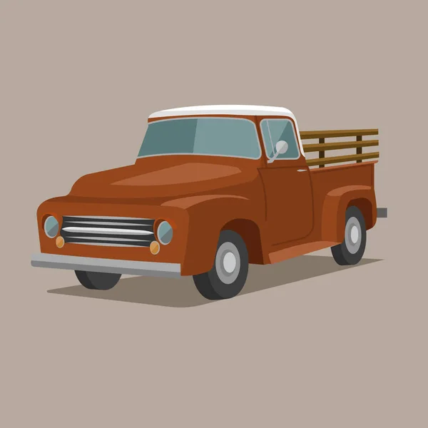 Oude retro pick-up truck vector illustratie. Vintage transportvoertuig — Stockvector