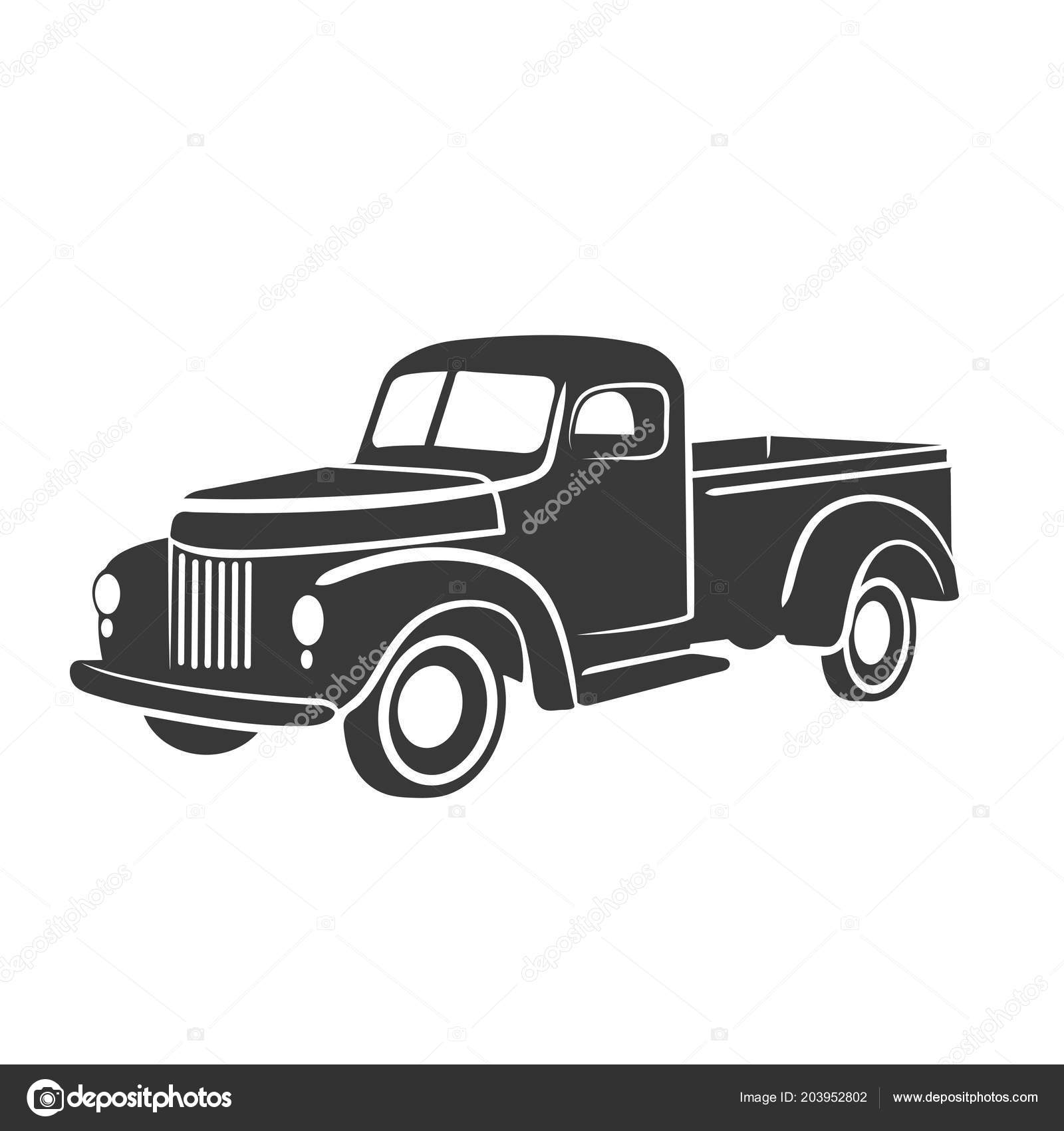 Download Old retro pickup truck vector illustration. Vintage ...