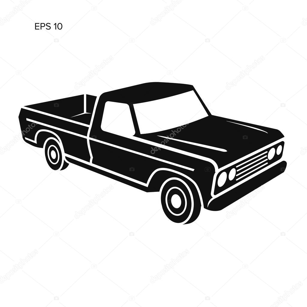 Old retro pickup truck vector illustration.