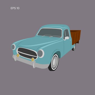 Eski retro çiftçi kamyonet vektör çizim simgesi.