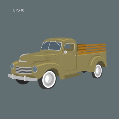 Eski bir eski kamyonet vektör çizimi. Vintage taşıma aracı