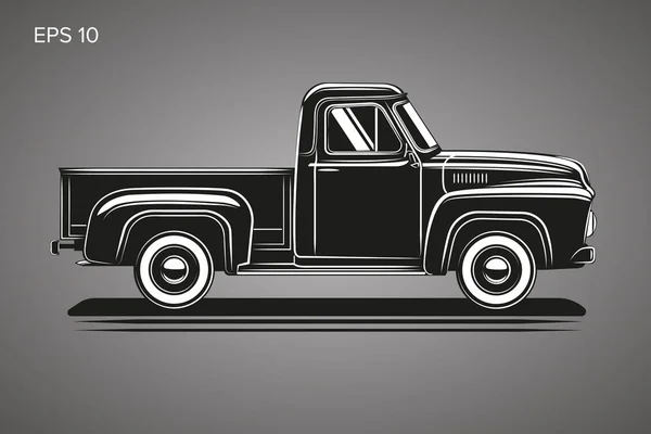 Gamla retro pickup lastbil vektor illustration. Vintagetransportfordon — Stock vektor