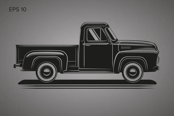 Oude retro pick-up truck vector illustratie. Vintage transportvoertuig — Stockvector