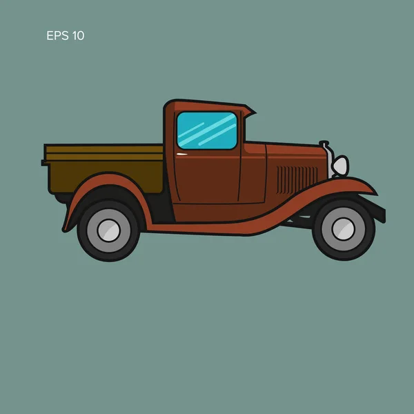 Oude retro pick-up truck vector illustratie. Vintage transportvoertuig — Stockvector