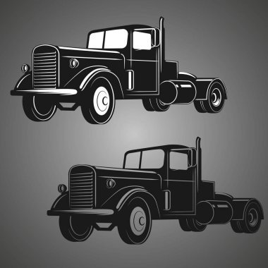 Vintage Amerikan kamyon vektör çizim. Retro kargo kamyon.