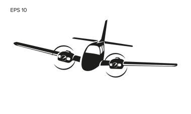 Küçük uçak vektör çizim. İkiz motor uçak tahrikli. İş uçak.