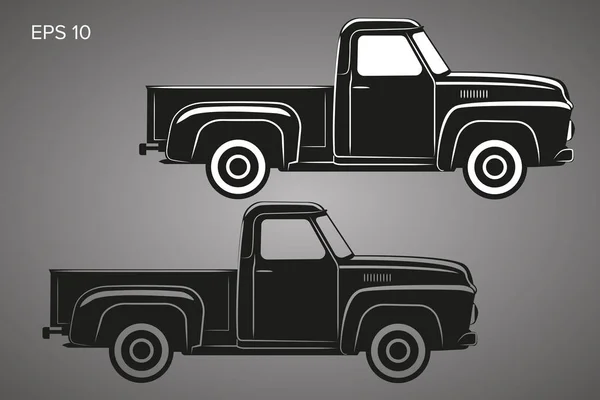 Oude retro pick-up truck vector illustratie. Vintage transportvoertuig — Stockvector