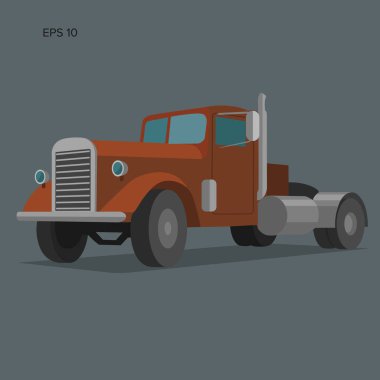 Vintage Amerikan kamyon vektör çizim. Retro kargo kamyon.