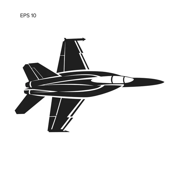 Ilustración del vector Jet fighter. Icono de avión militar. Aeronaves basadas en transportistas . — Vector de stock