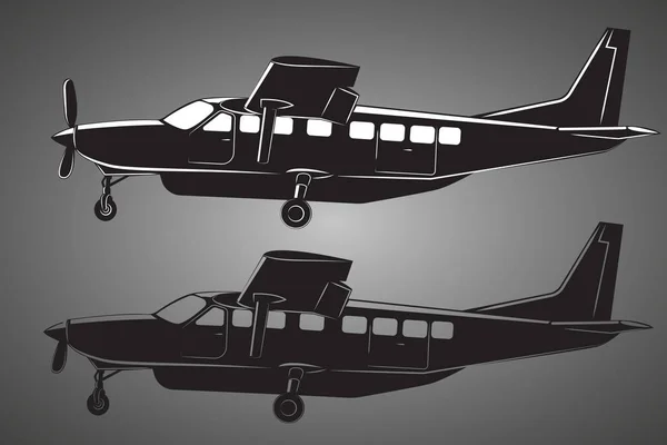 Ilustración de pequeño vector plano. Gran avión de pasajeros propulsado por motor único . — Vector de stock