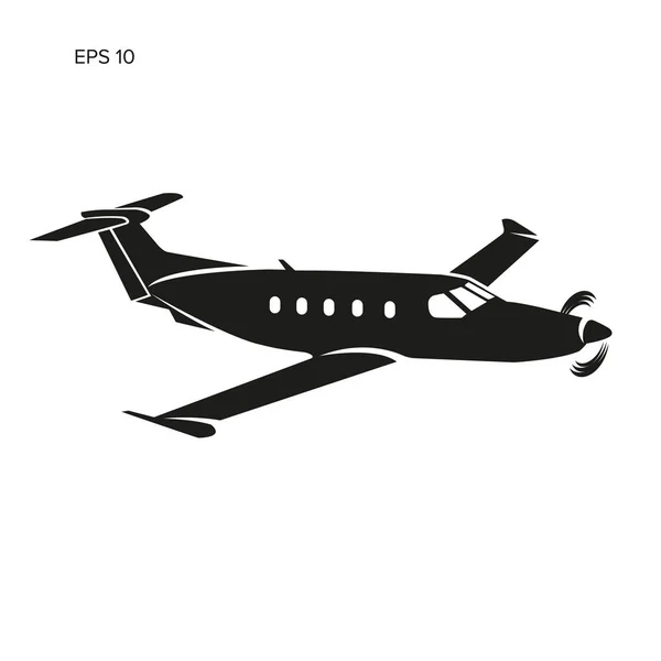 Pivate business plane vector illustration. Single engine propelled aircraft. — Stock Vector