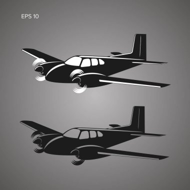 Küçük vintage uçak vektör çizim. İkiz motor tahrikli yolcu uçağı.