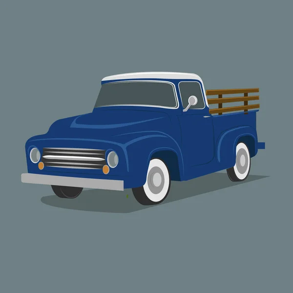 Old retro pickup truck vector illustration. Vintage transport vehicle — Stock Vector