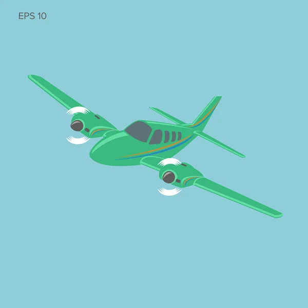 Icono de ilustración de vector plano privado. Avión de doble motor propulsado . — Vector de stock