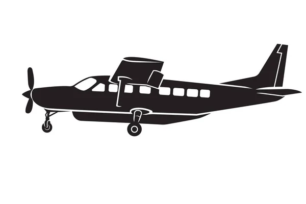 Ilustracja wektorowa mały samolot. Duży jeden silnik napędzany samoloty pasażerskie. — Wektor stockowy