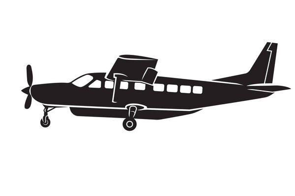 Small plane vector illustration. Big single engine propelled passenger aircraft.