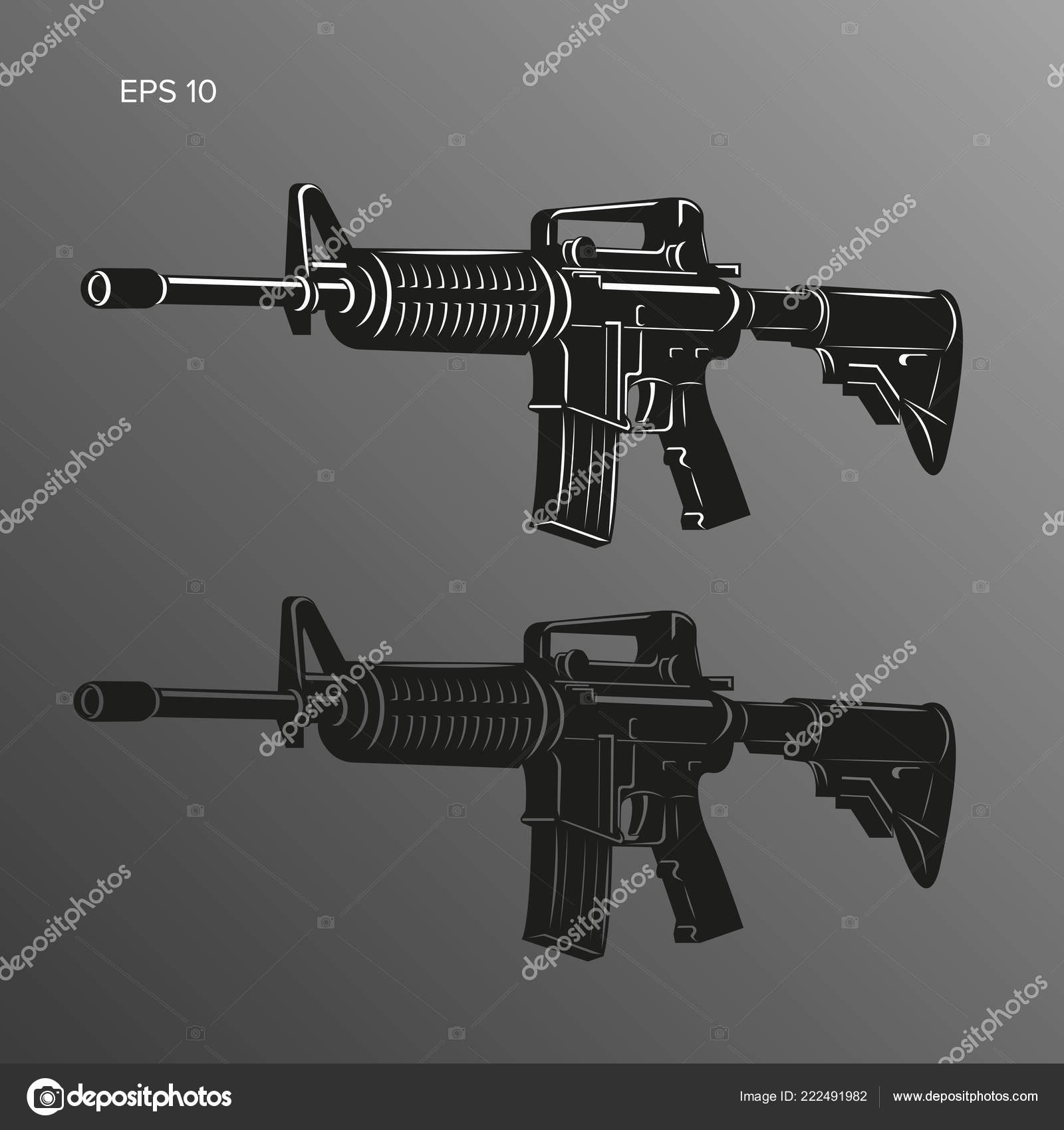 M-16 legendary assault rifle vector illustration. Classic armament icon