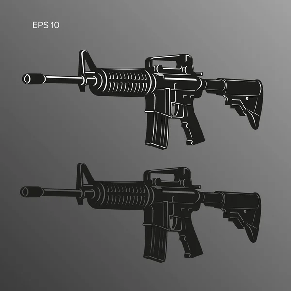 M-16 lendário ataque rifle vetor ilustração. Ícone de armamento clássico . —  Vetores de Stock