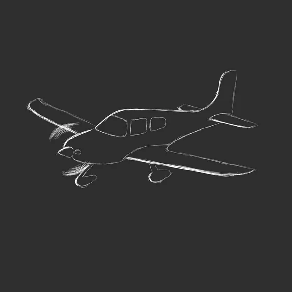 Pequeno esboço vetorial plano. Aviões monomotores desenhados à mão. Passeios aéreos wehicle . — Vetor de Stock