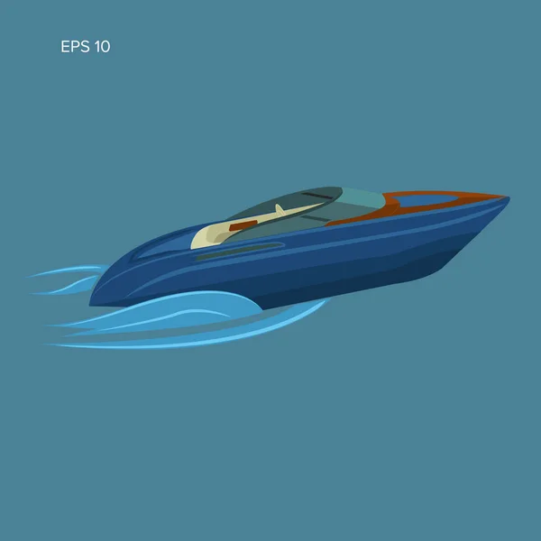 Speedboat isolated illustration. Luxury boat vector flat design. Streamline — Stock Vector