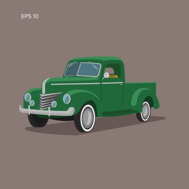 Eski bir eski kamyonet vektör çizimi. Vintage taşıma aracı