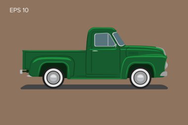 Eski bir eski kamyonet vektör çizimi. Vintage taşıma aracı