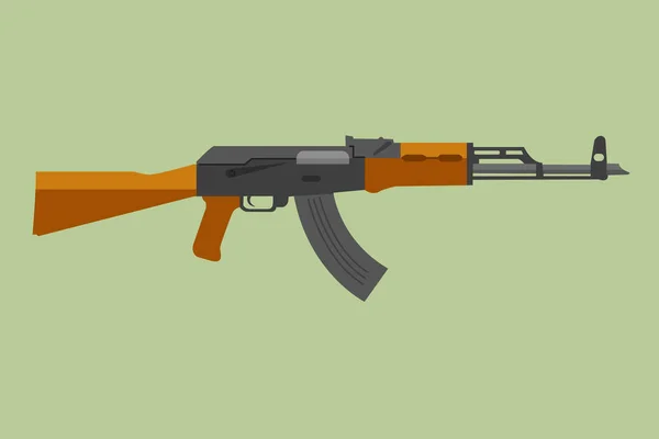 Legendarische Sovjet-aanval geweer vectorillustratie. AK-47 lijntekeningen. War machine gun — Stockvector