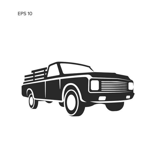 Vintage pick-up truck vector illustratie. Oldschool Amerikaanse auto icoon — Stockvector