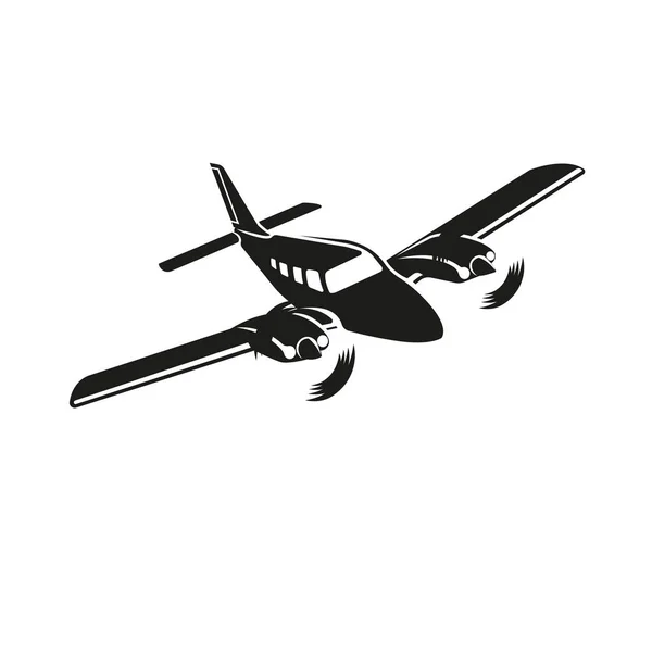 Icono de ilustración de vector plano privado. Avión de doble motor propulsado . — Vector de stock