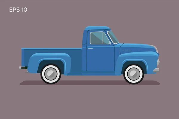 Oude retro pick-up truck vector illustratie. Vintage transportvoertuig — Stockvector