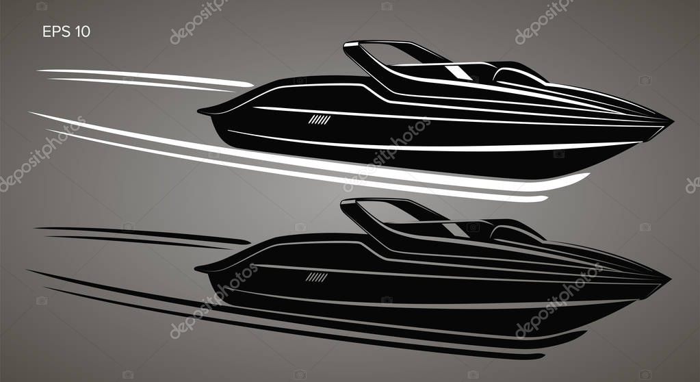 Speedboat isolated illustration. Luxury boat vector. Streamline vessel