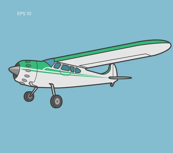 Ilustración de pequeño vector plano. Avión monomotor. Tours aéreos wehicle — Vector de stock