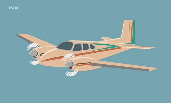 Illustration vectorielle à petit plan. Avion bimoteur à passagers . — Image vectorielle