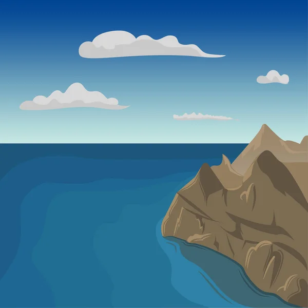 Vista aérea del acantilado marino. Ilustración vectorial costera — Vector de stock