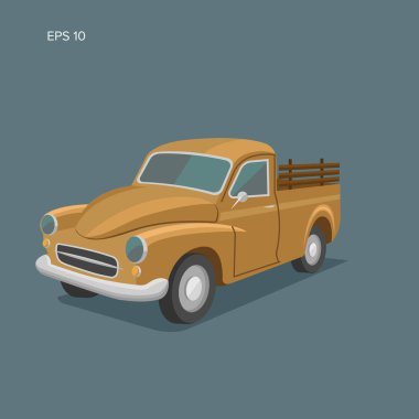 Eski bir eski kamyonet vektör çizimi. Vintage taşıma aracı