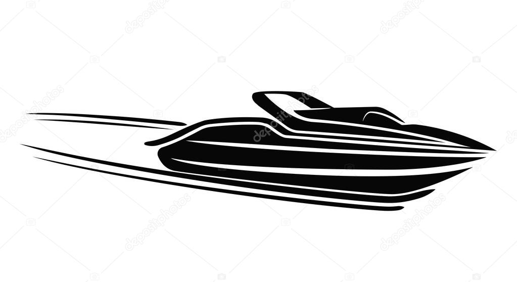 Speedboat isolated illustration. Luxury boat vector. Streamline vessel