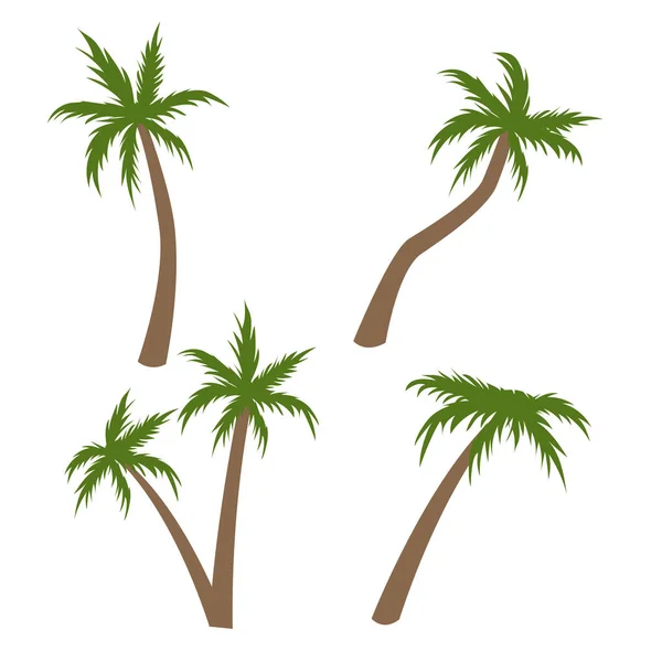 Palm träd vektor illustration. Coconut Tree tecknad bilder set — Stock vektor
